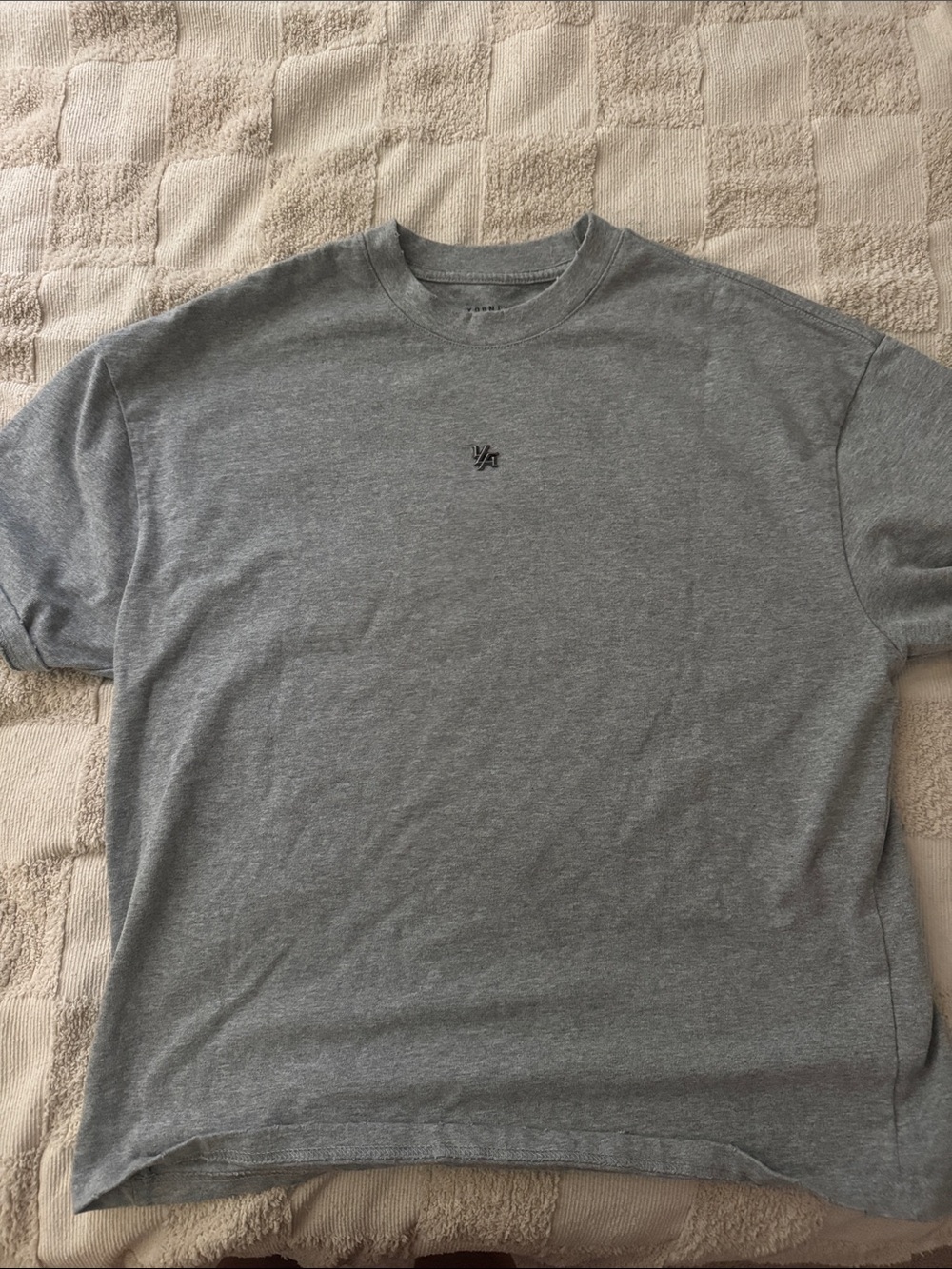 YoungLA Grey Short Sleeve Crewneck Tee with Subtle Chest Logo